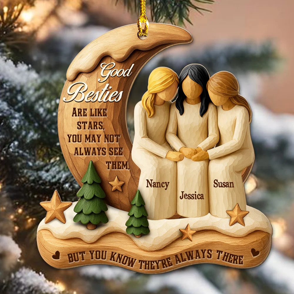 The Sister I Choose - Personalized Custom 3D Effect Wood Ornament - Image 2