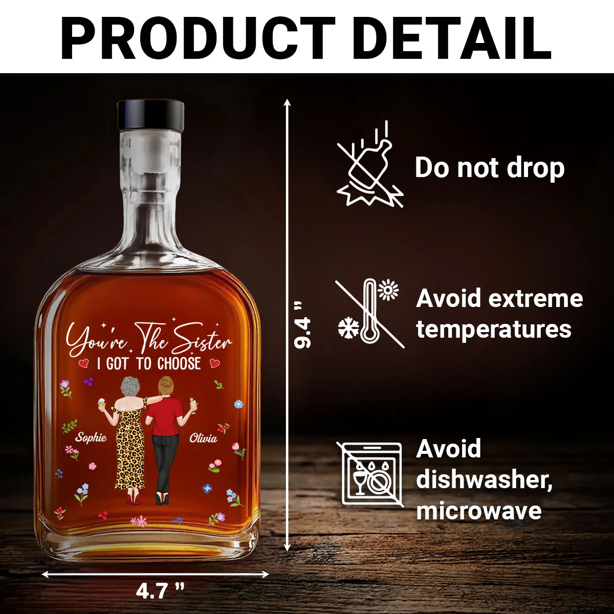 The Sister I Got To Choose - Personalized Custom Spirits Decanter - Image 5
