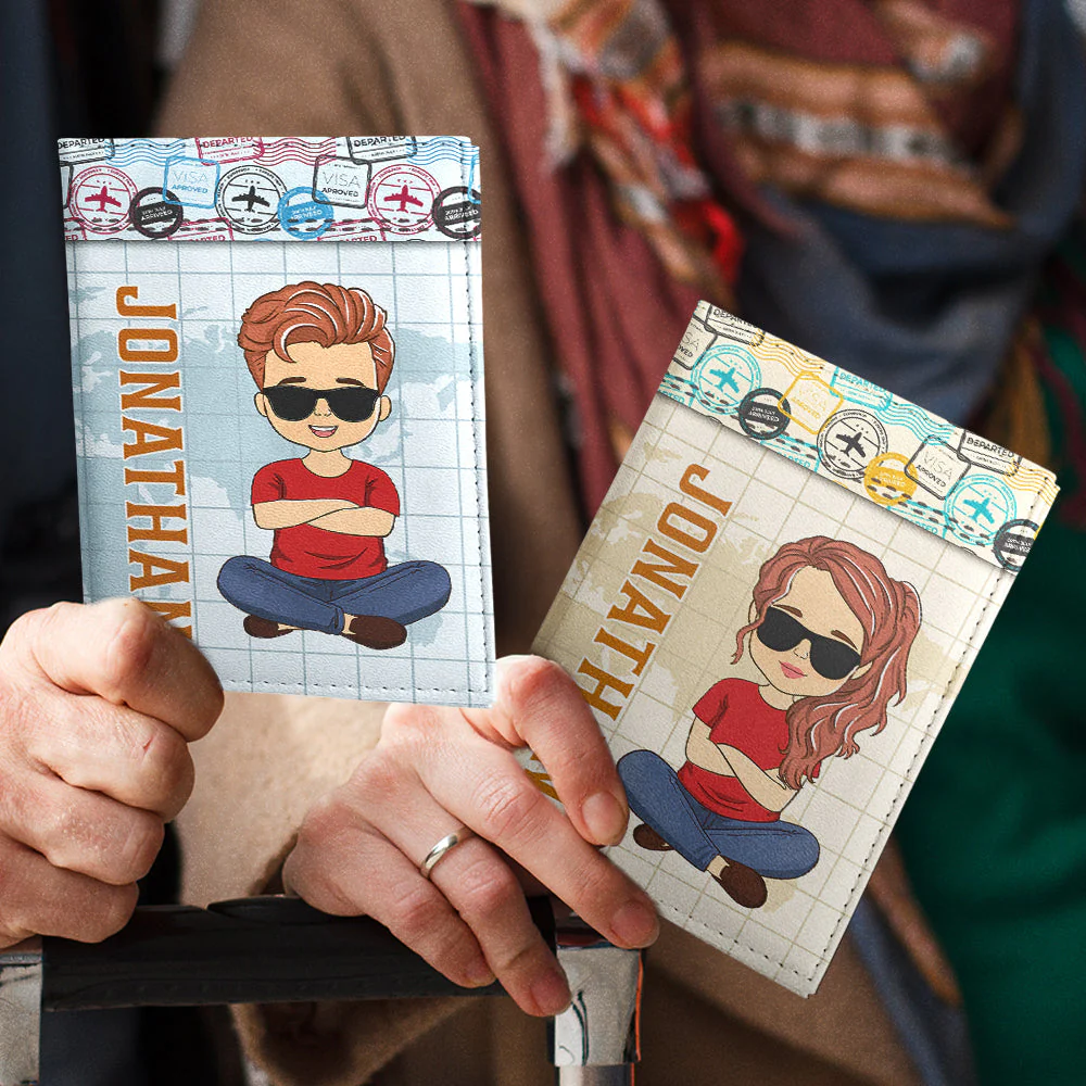 The Sky Is Calling - Personalized Custom Couple Passport Cover - Image 2