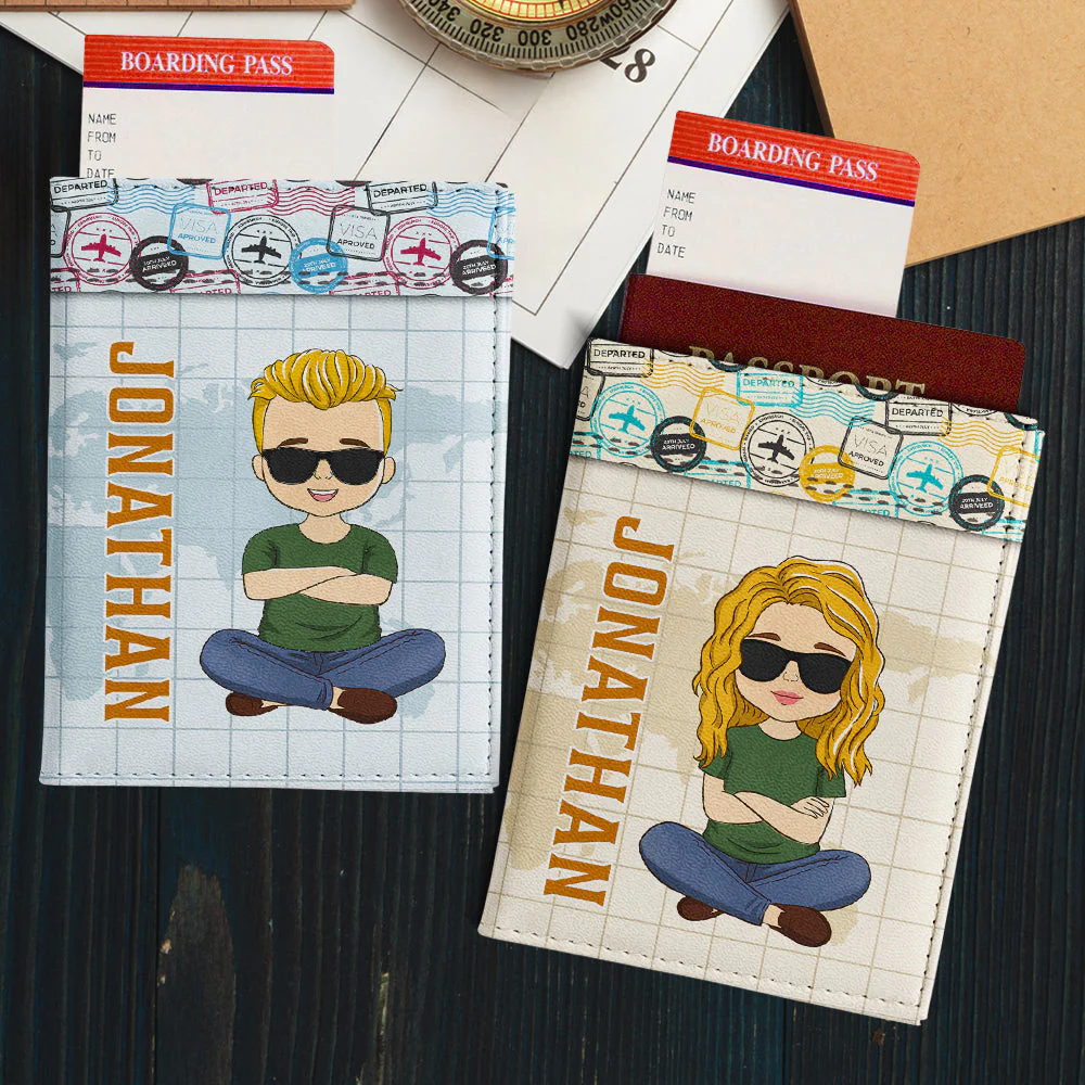 The Sky Is Calling - Personalized Custom Couple Passport Cover - Image 3