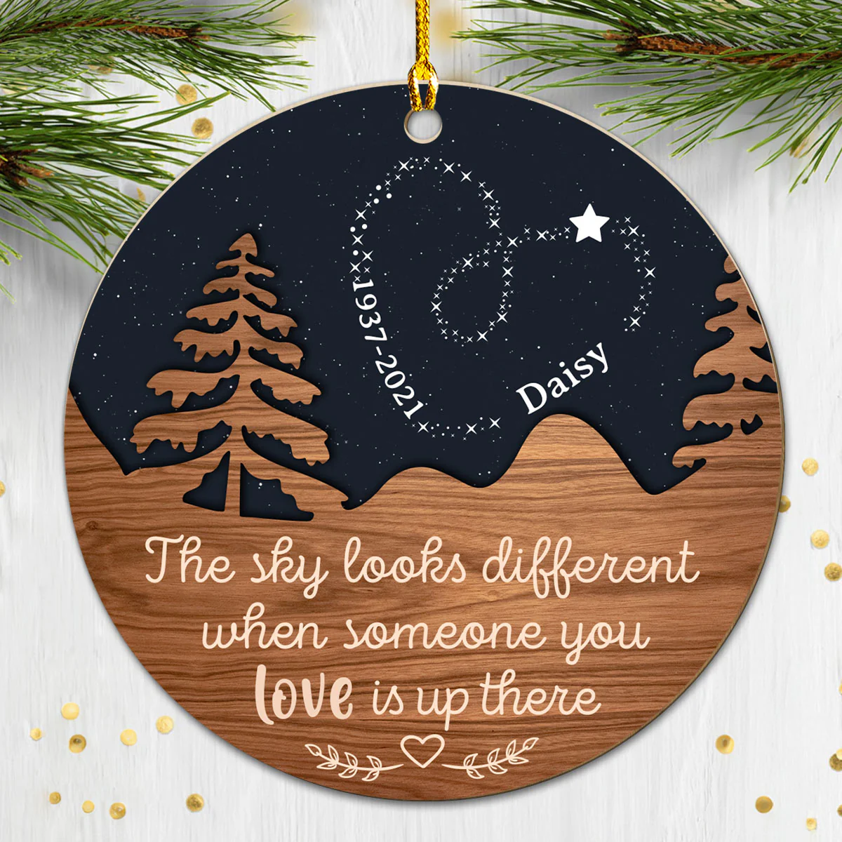 The Sky Looks Different Because It Has You - Personalized Custom Wood Ornament - Image 3