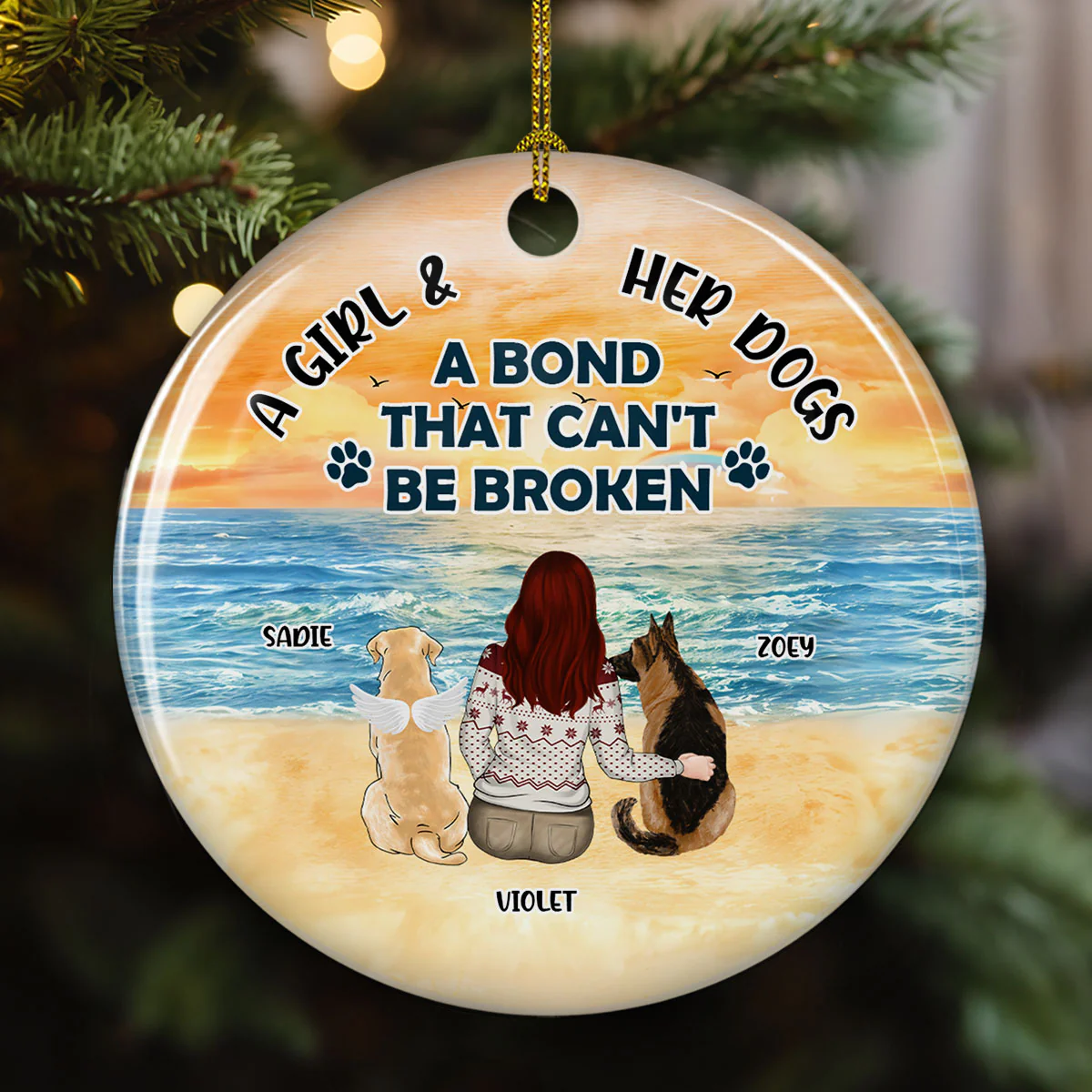 The Unbreakable Bond Between A Girl And Her Dog - Personalized Custom Ceramic Ornament - Image 3