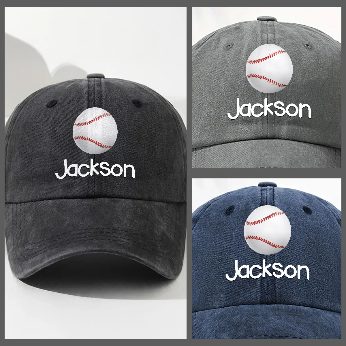 The Winner - Personalized Custom Vintage Washed Denim Cap - Image 3