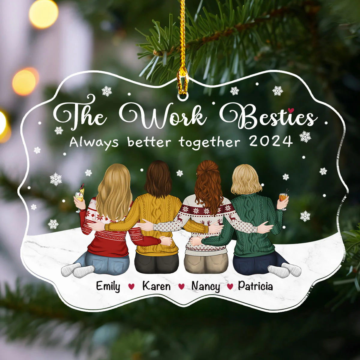 The Work Besties Always Better Together - Personalized Custom Acrylic Ornament - Image 4
