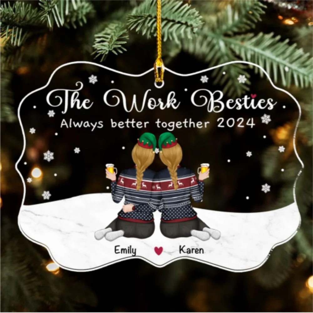 The Work Besties Always Better Together - Personalized Custom Acrylic Ornament - Image 5