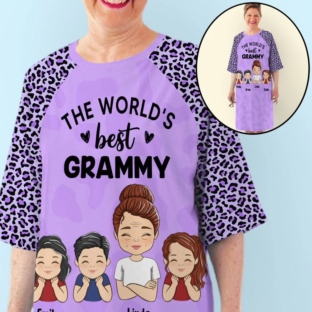 The World's Best Grandma - Personalized Custom 3/4 Sleeve Dress - Image 2