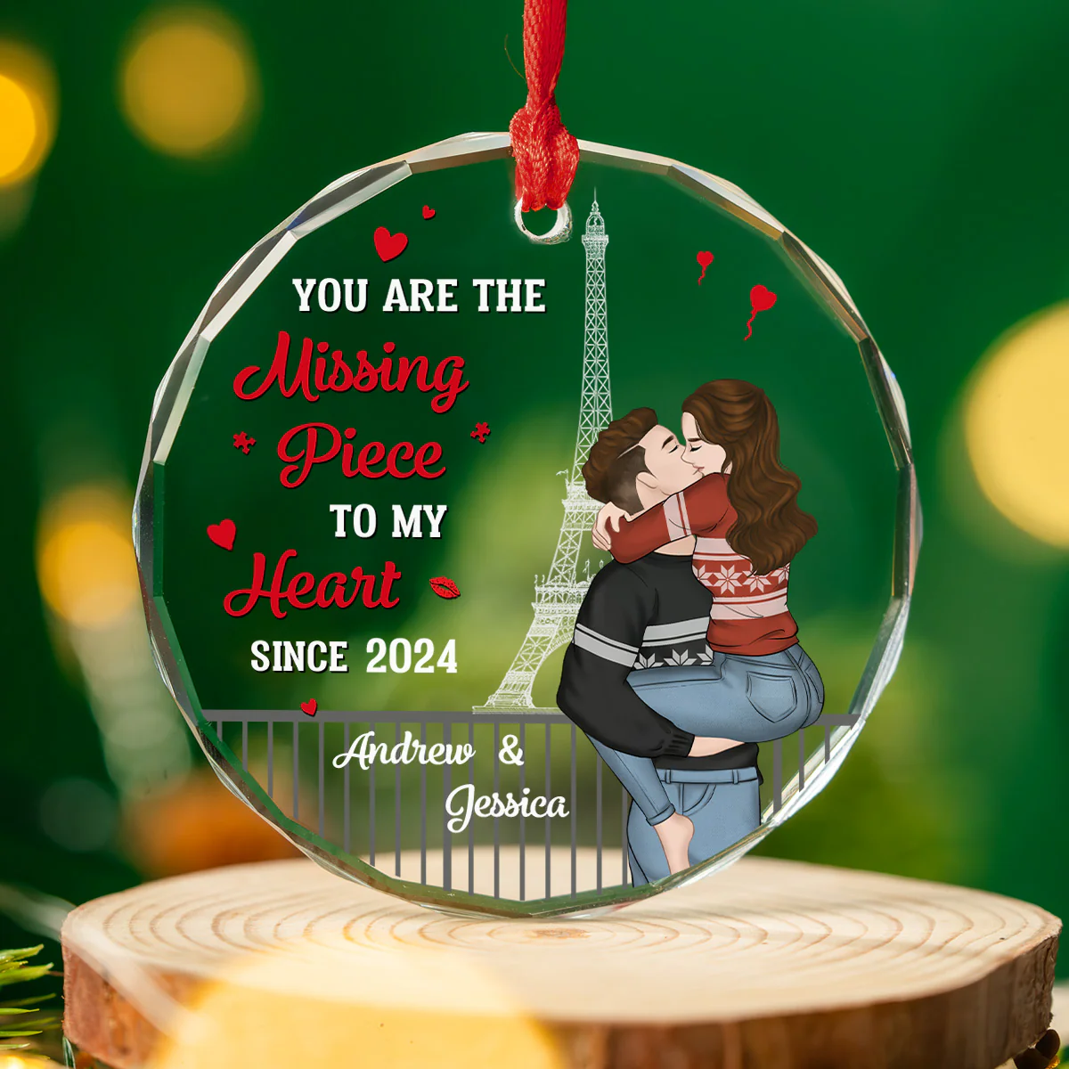 The Year I Found My Missing Piece Couples - Personalized Custom Glass Ornament - Image 4