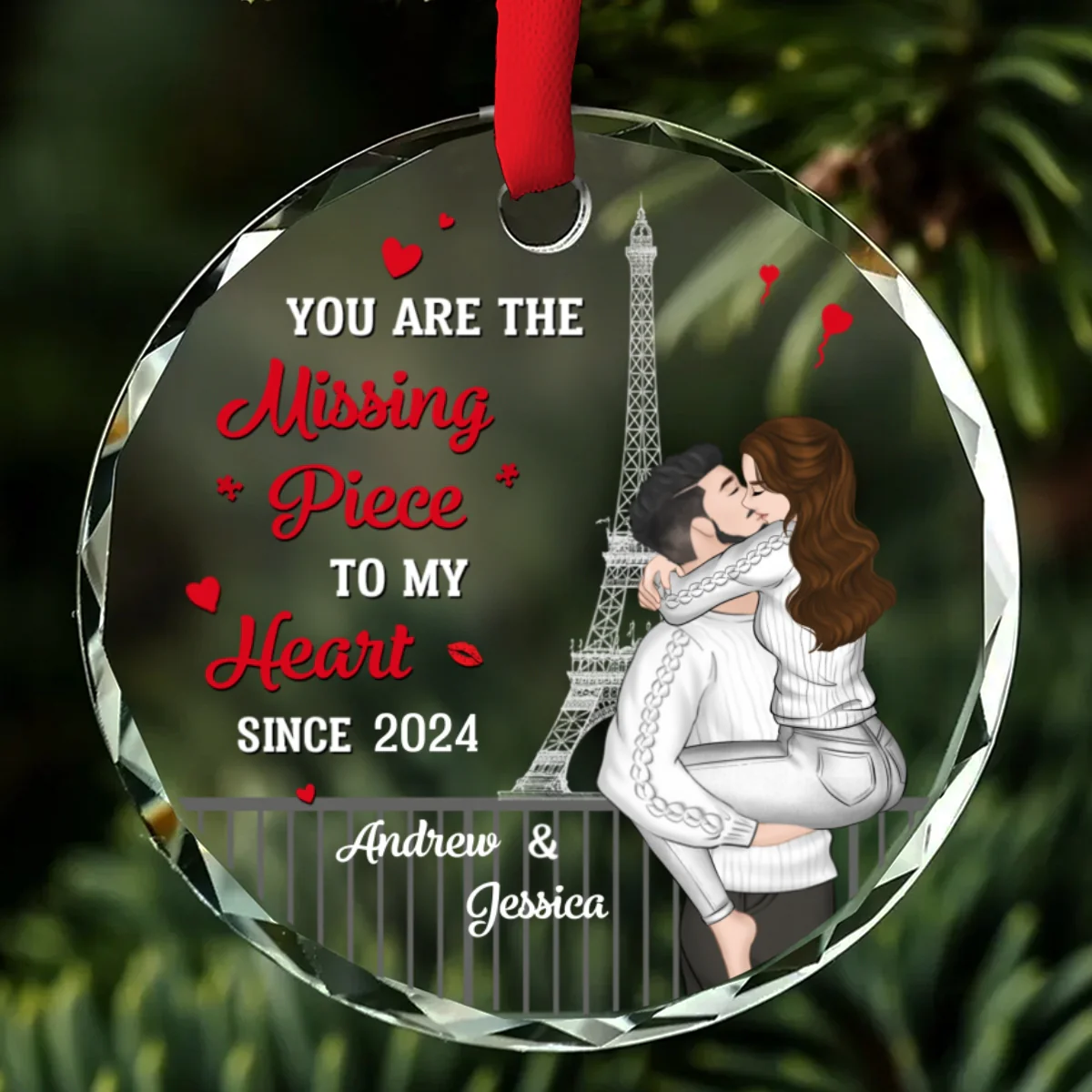 The Year I Found My Missing Piece Couples - Personalized Custom Glass Ornament - Image 6
