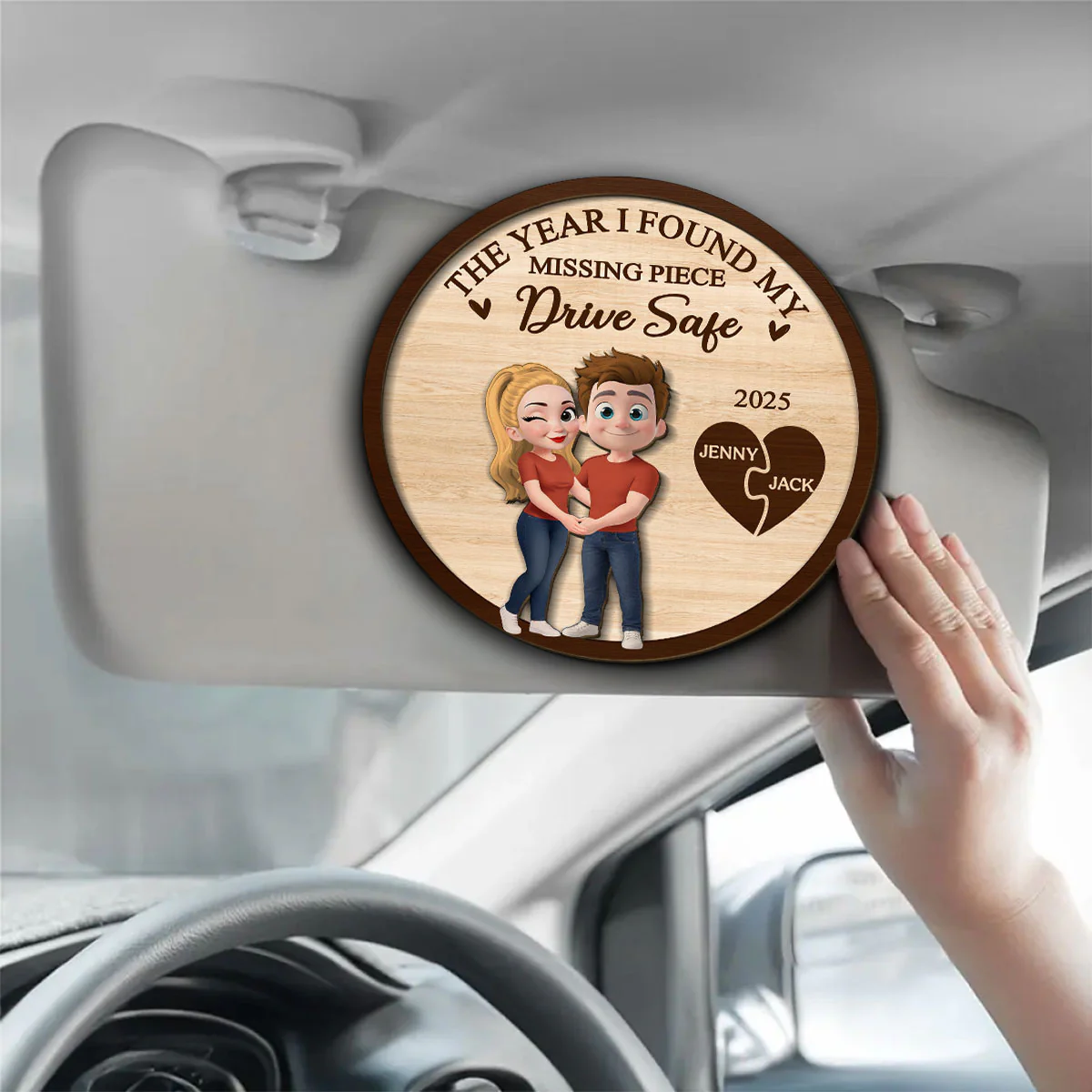 The Year I Found My Missing Piece Kissing Couples - Personalized Custom Car Visor Clip - Image 2