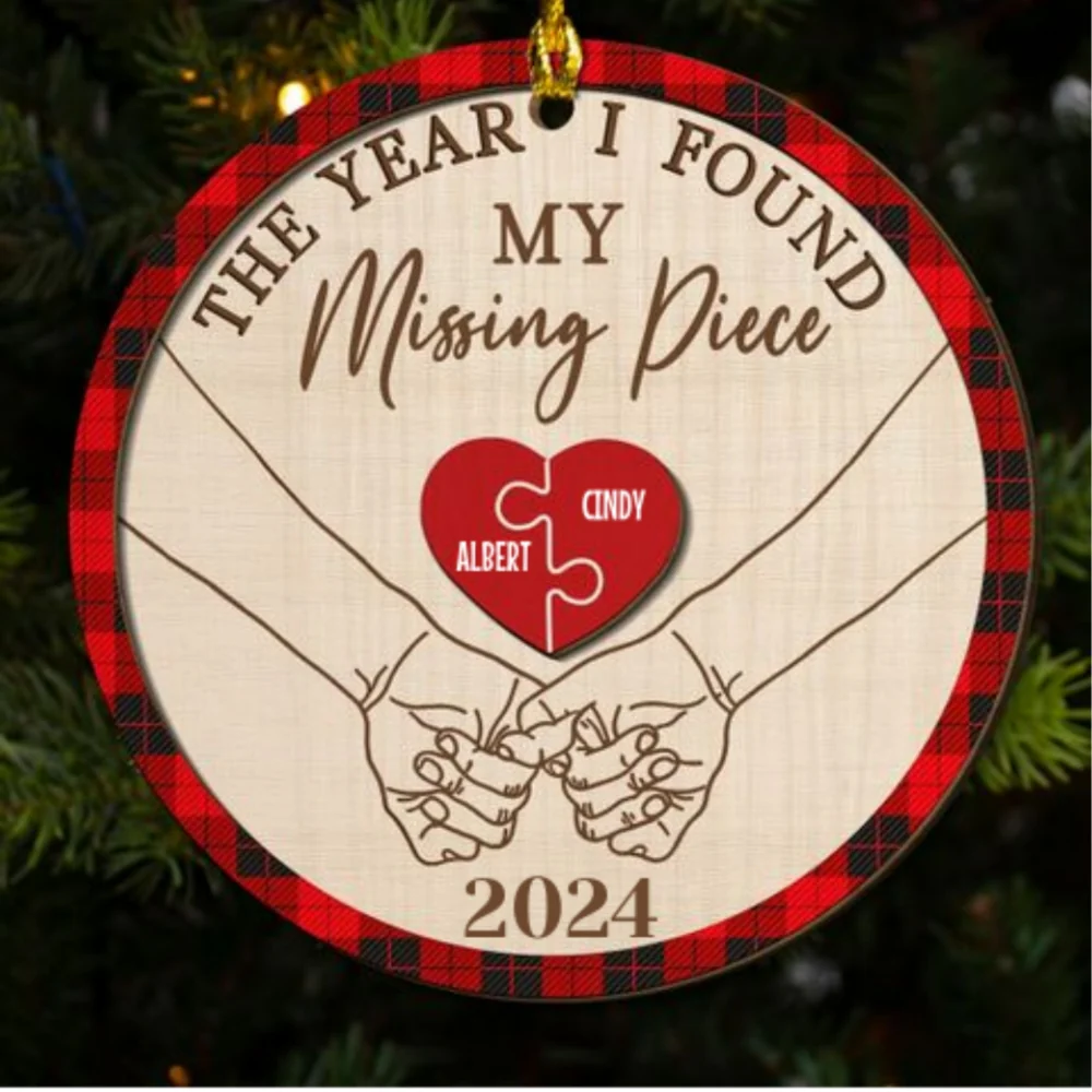 The Year I Found My Missing Piece - Personalized Custom Freeshape 2-Layered Wood Ornament - Image 5