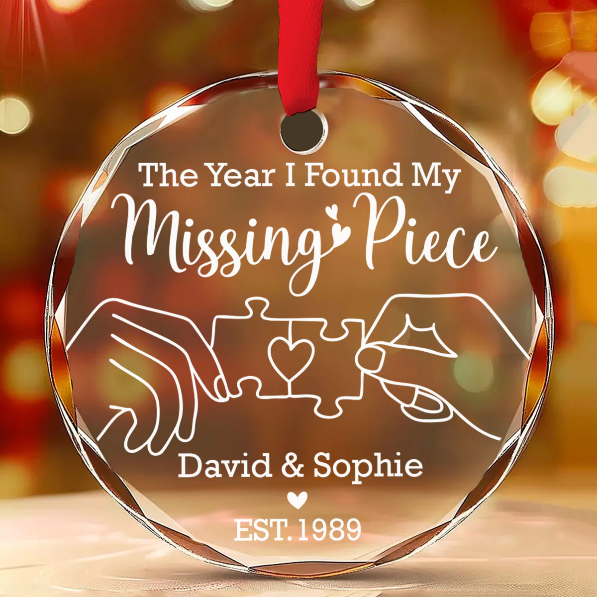 The Year I Found My Missing Piece - Personalized Custom Glass Ornament - Image 2