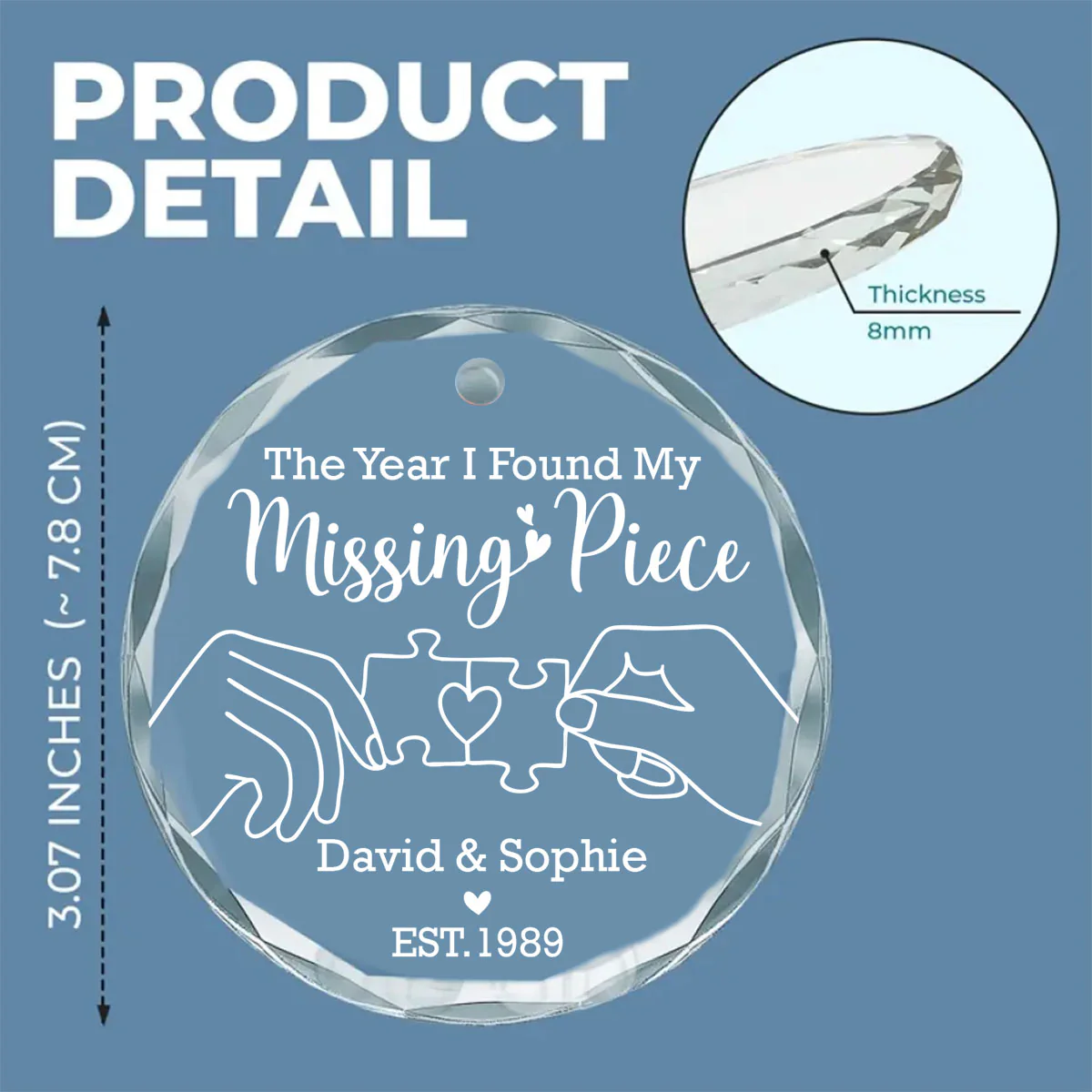 The Year I Found My Missing Piece - Personalized Custom Glass Ornament - Image 6
