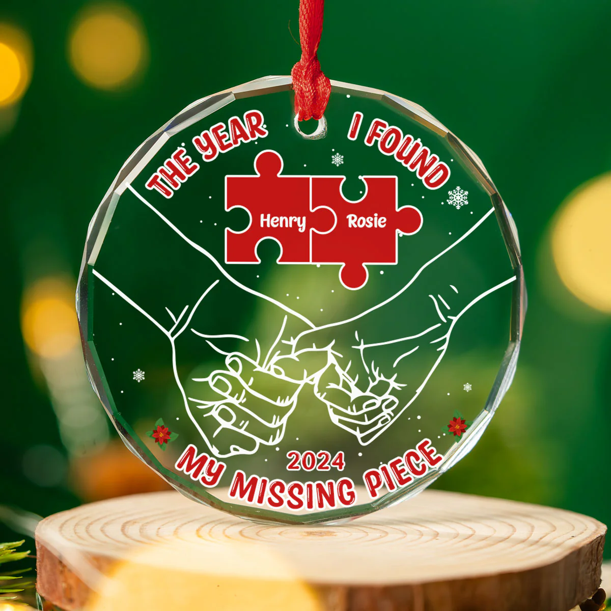 The Year I Found My Missing Piece - Personalized Custom Glass Ornament - Image 3