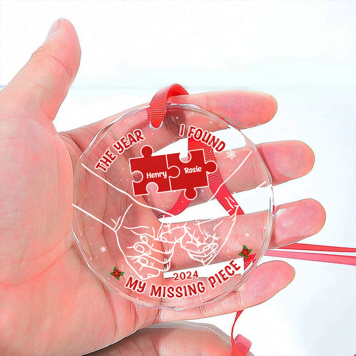 The Year I Found My Missing Piece - Personalized Custom Glass Ornament - Image 4