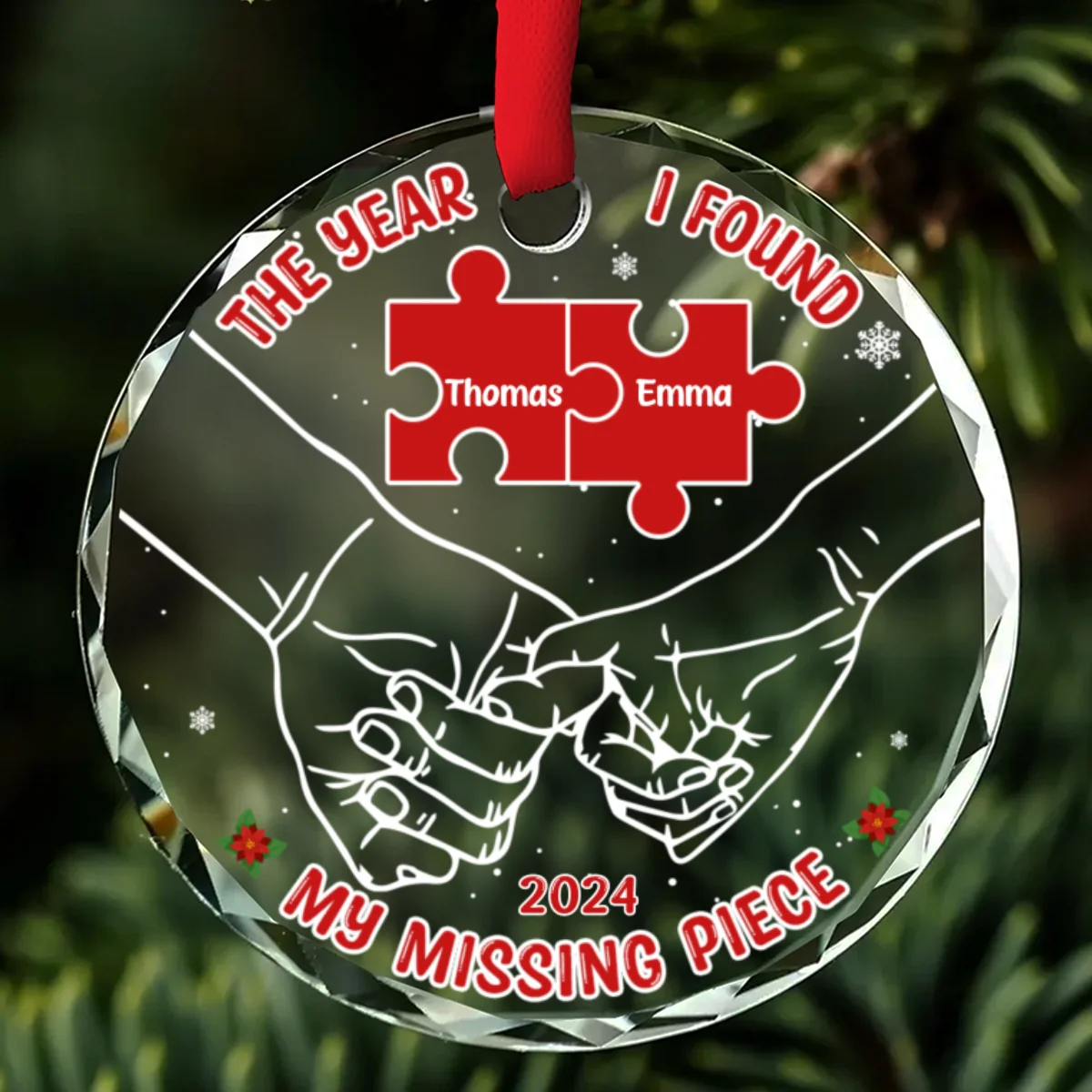 The Year I Found My Missing Piece - Personalized Custom Glass Ornament - Image 6