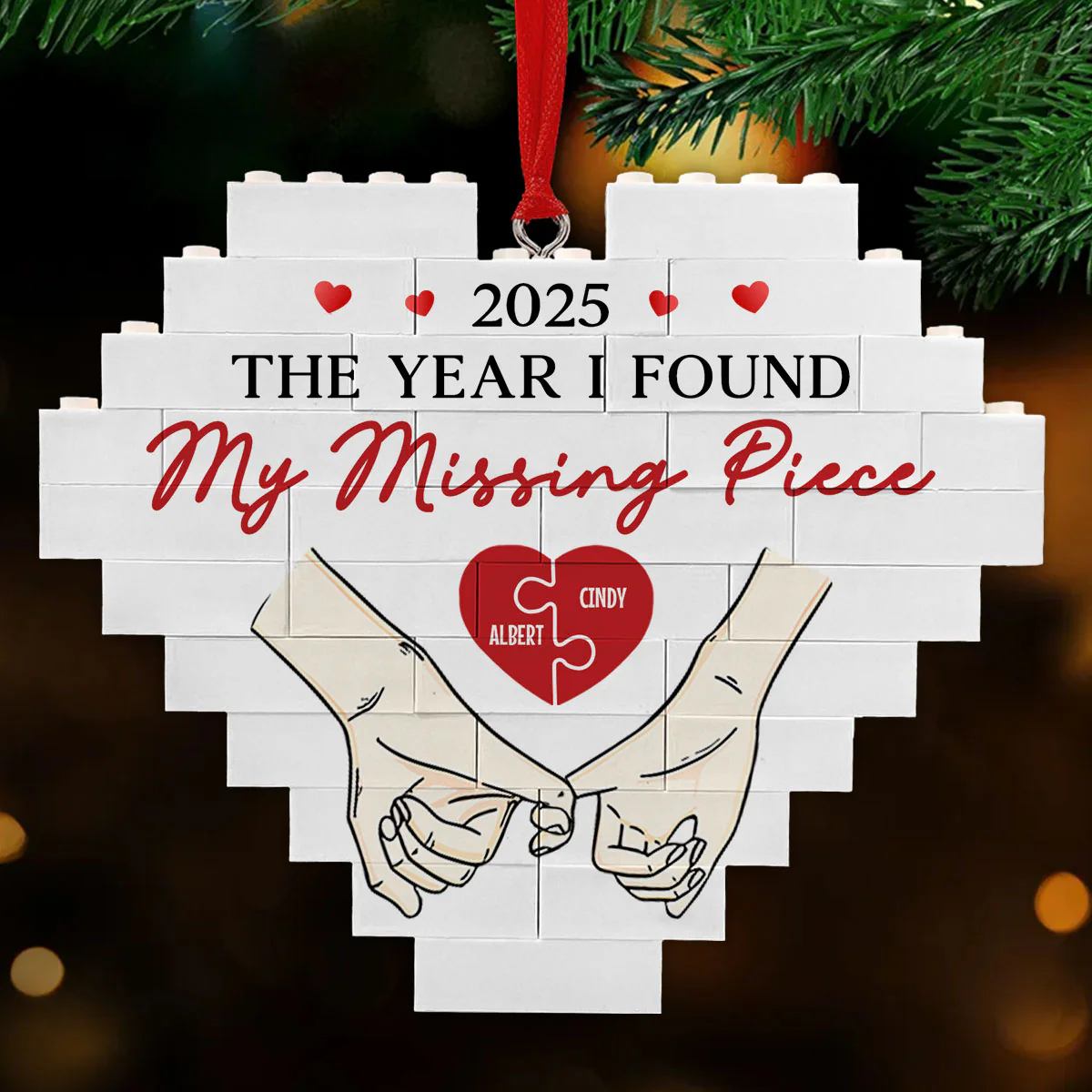 The Year I Found My Missing Piece - Personalized Custom Heart Puzzle Ornament - Image 4