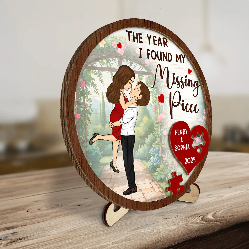 The Year I Found My Missing Piece - Personalized Custom Wooden Plaque - Image 2