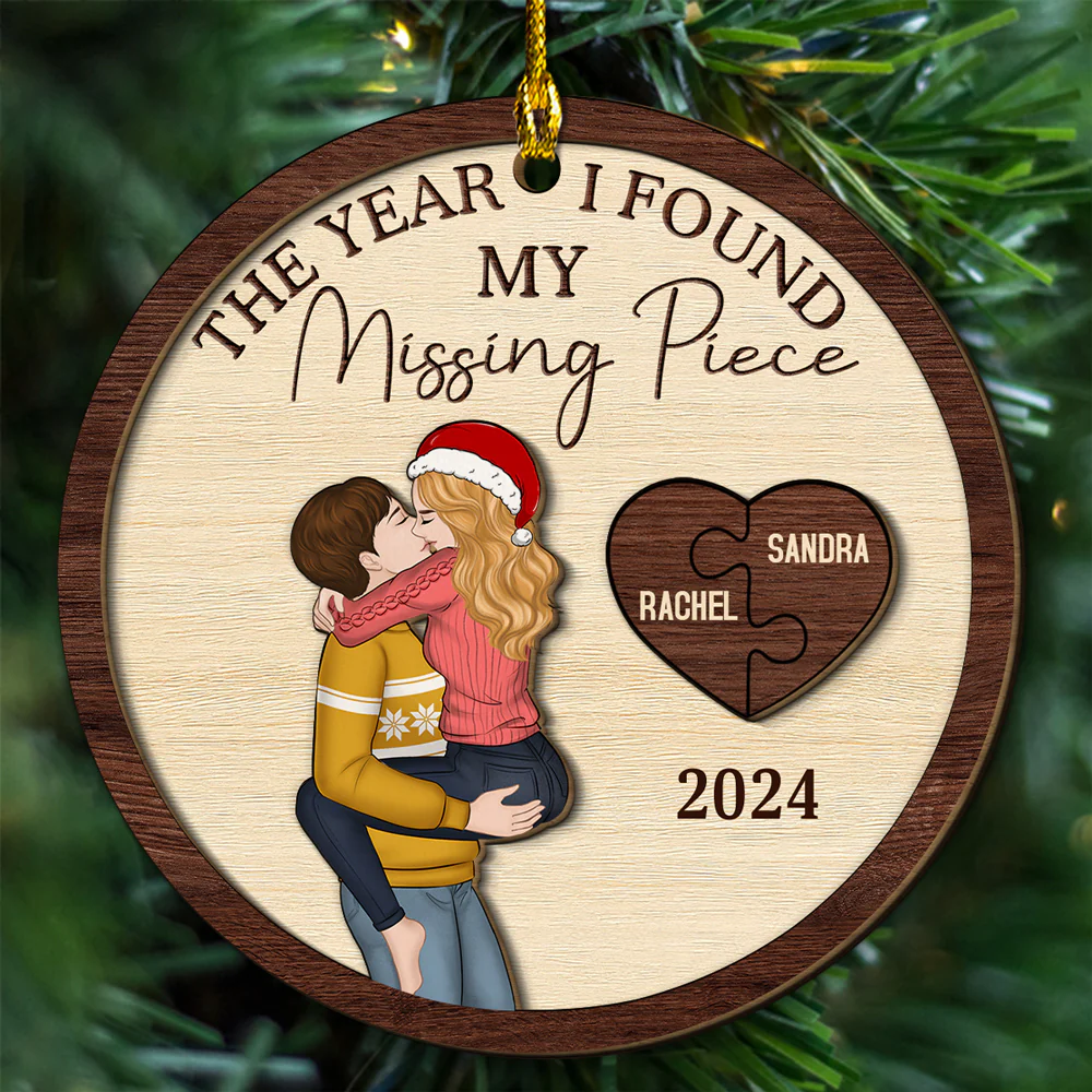 The Year I Found My Missing Piece Same Gender - Personalized Custom Freeshape 2-Layered Wood Ornament - Image 3