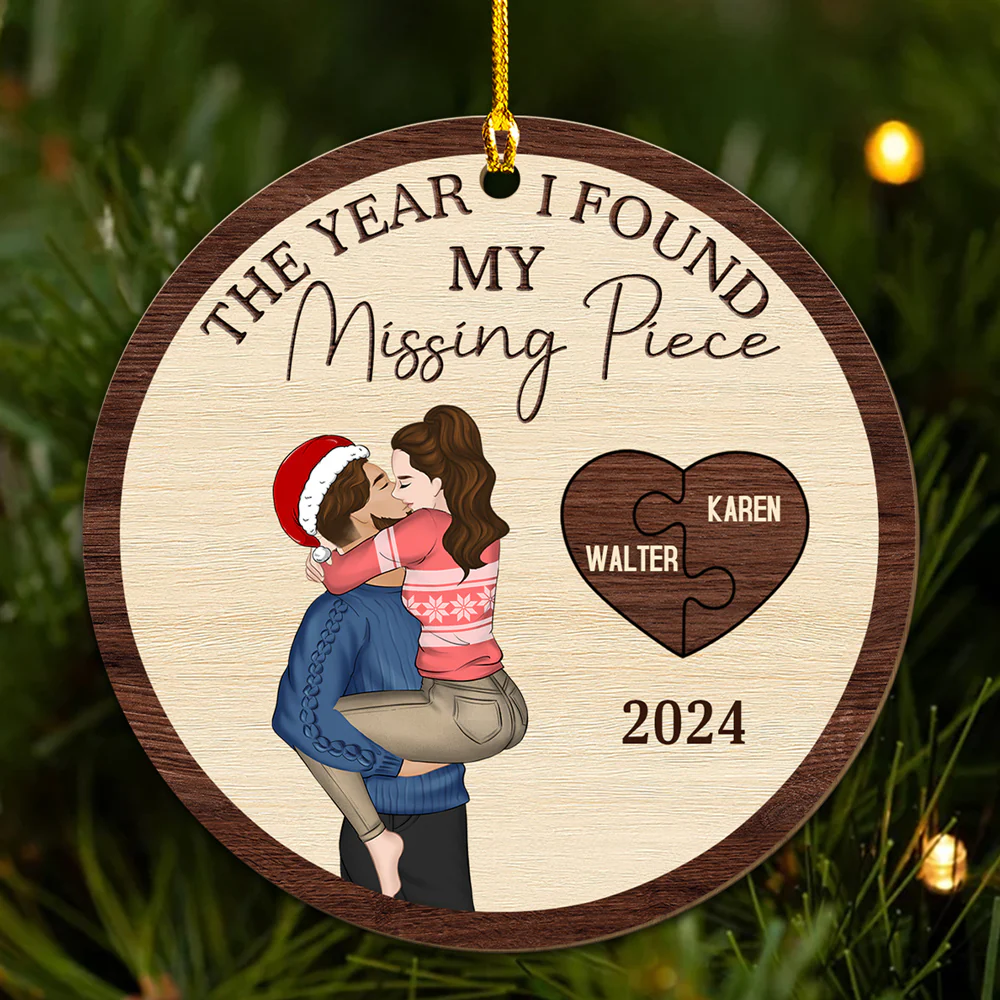 The Year I Found My Perfect Match - Personalized Custom Wood Ornament - Image 4