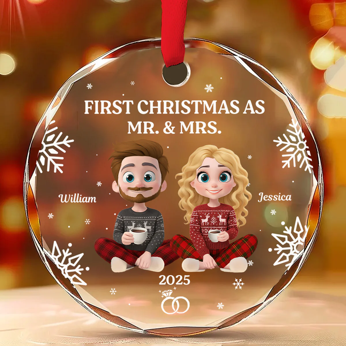 The Year Our Story Began - Personalized Custom Glass Ornament - Image 2