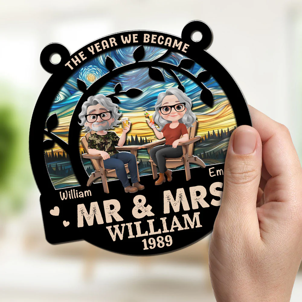 The Year We Became Mr And Mrs - Personalized Custom Suncatcher - Image 2