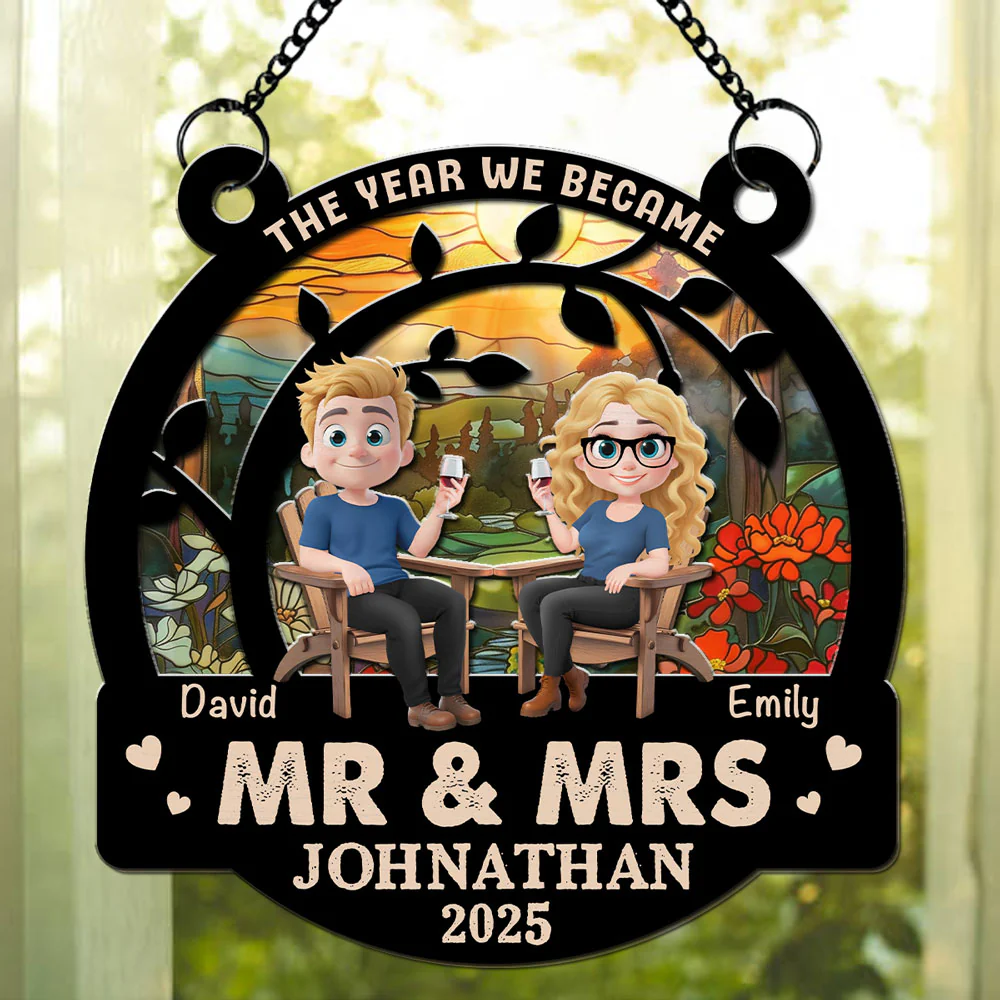 The Year We Became Mr And Mrs - Personalized Custom Suncatcher - Image 3