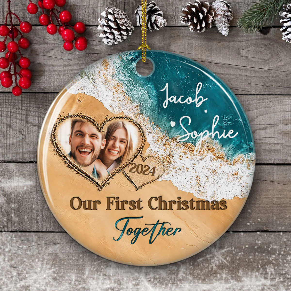 The Year We Became - Personalized Custom Ceramic Ornament - Image 3