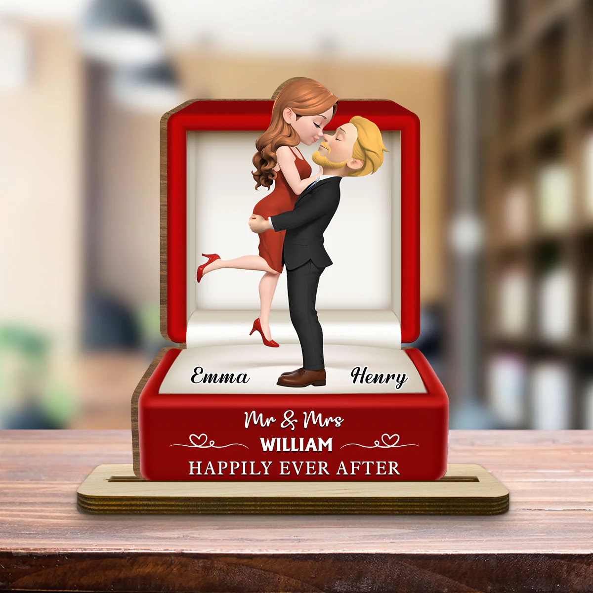 The Year We Married - Personalized Custom 2-Layer Wood Plaque With Flat Base - Image 2