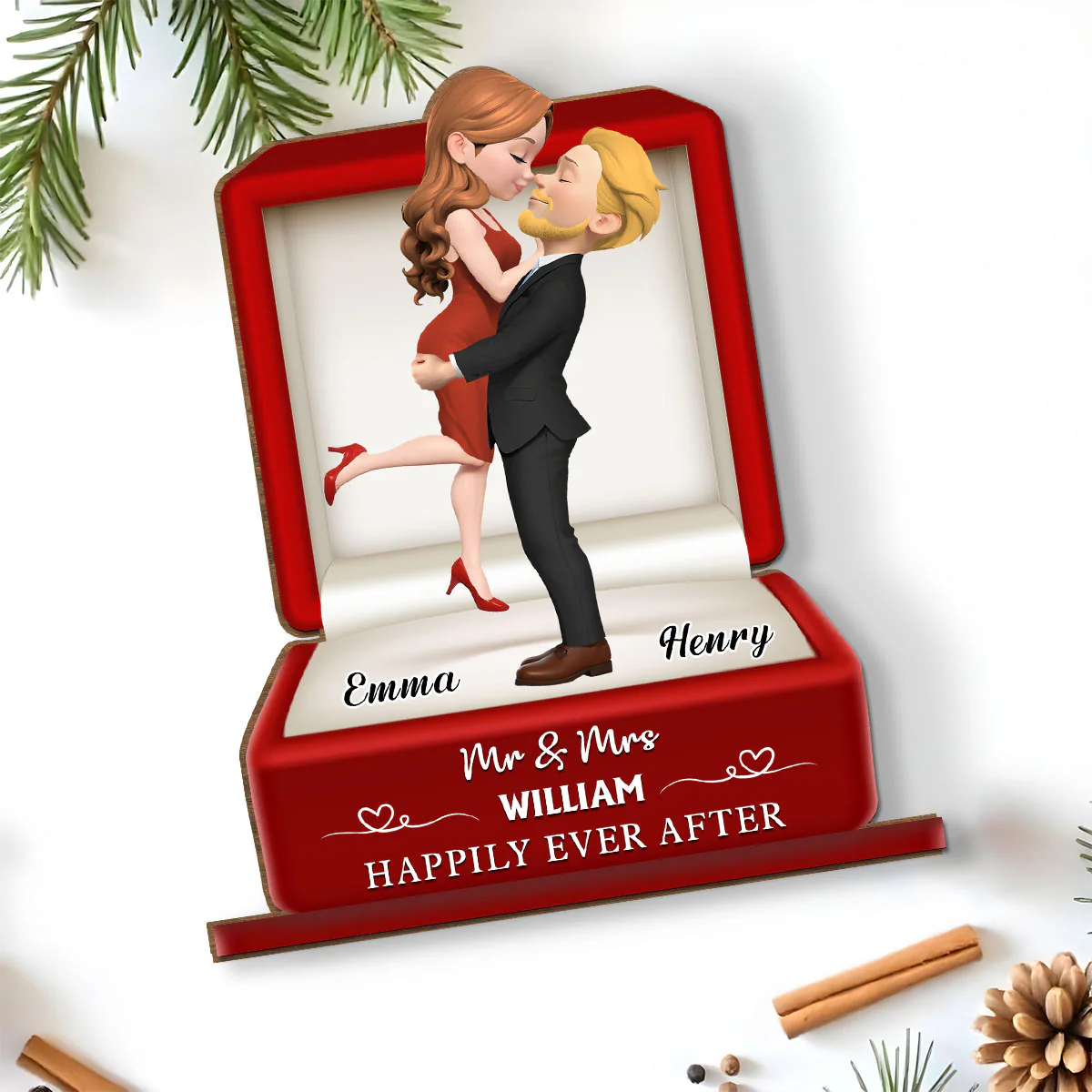 The Year We Married - Personalized Custom 2-Layer Wood Plaque With Flat Base - Image 3