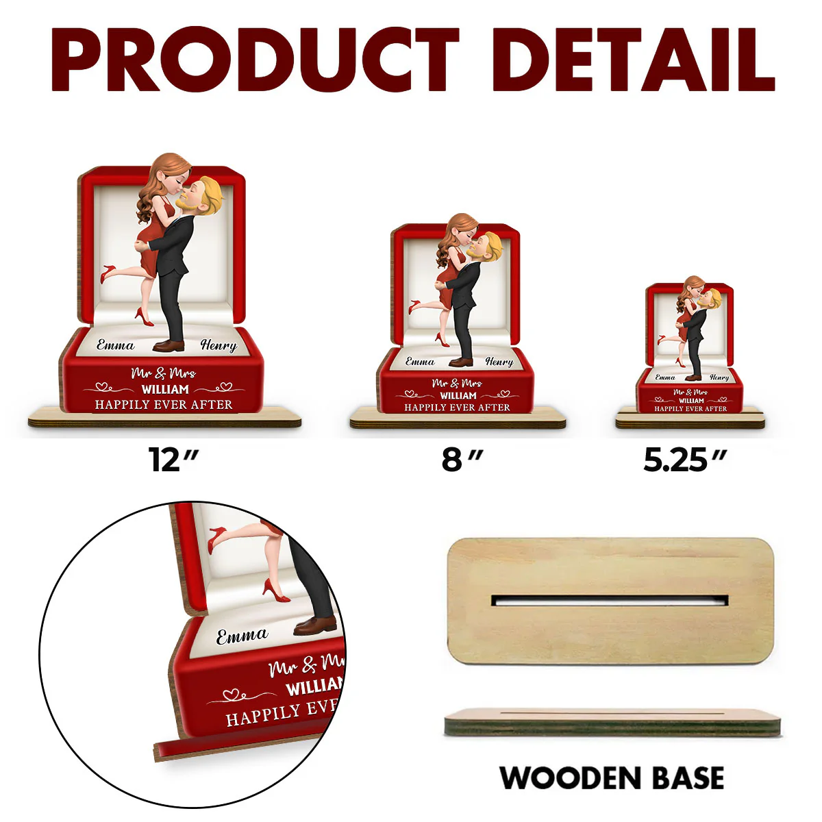 The Year We Married - Personalized Custom 2-Layer Wood Plaque With Flat Base - Image 4