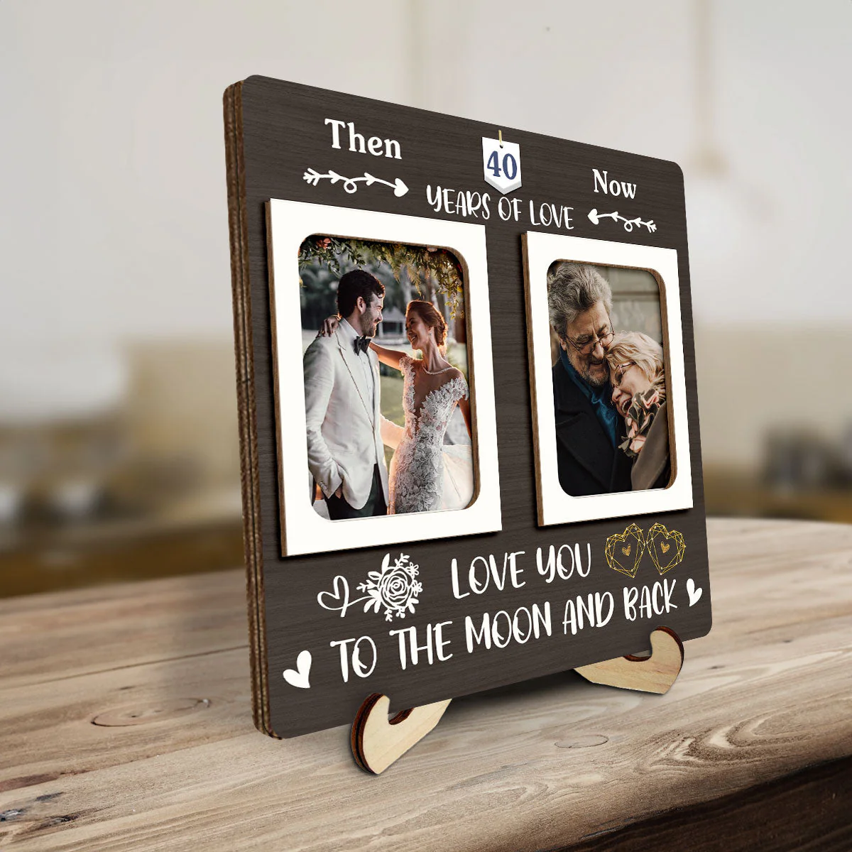 Then And Now - Personalized Custom Wooden Plaque - Image 2