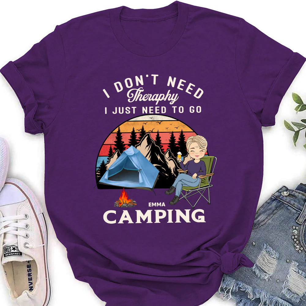 Therapy Camping 2 - Personalized Custom Women's T-shirt - Image 3