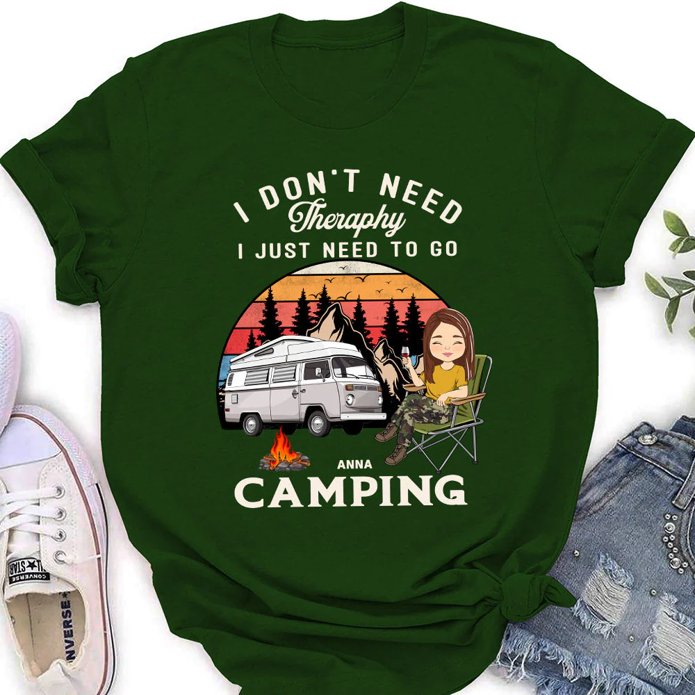 Therapy Camping 2 - Personalized Custom Women's T-shirt - Image 4
