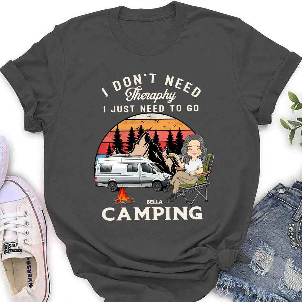 Therapy Camping 2 - Personalized Custom Women's T-shirt - Image 5