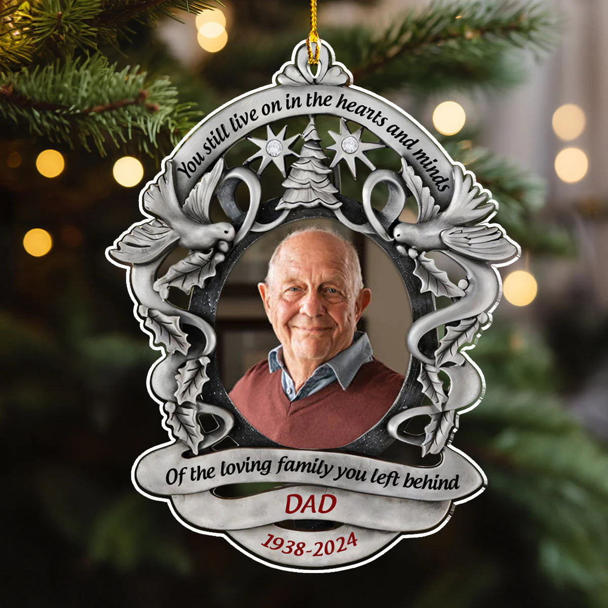 There Is A Little Bit Of Heaven In Our Home - Personalized Custom Acrylic Ornament - Image 3