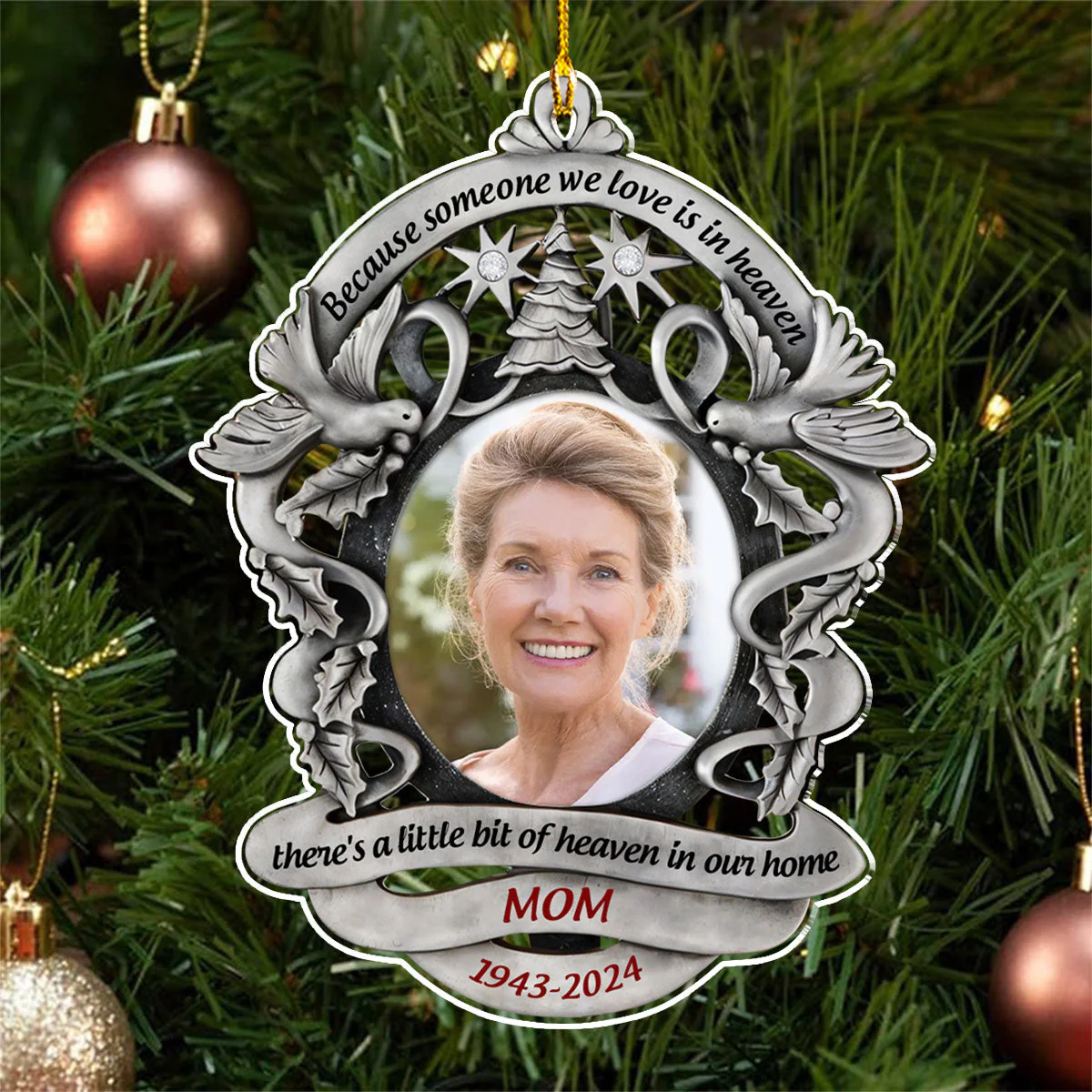 There Is A Little Bit Of Heaven In Our Home - Personalized Custom Acrylic Ornament - Image 4