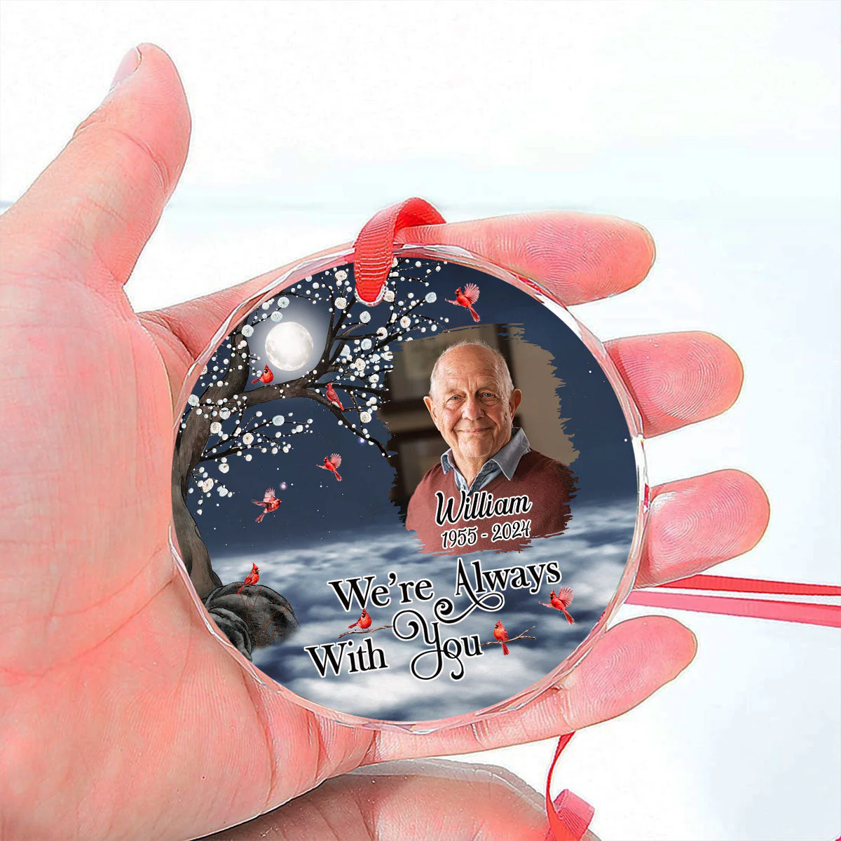 There Is A Little Bit Of Heaven In Our Home - Personalized Custom Glass Ornament - Image 5