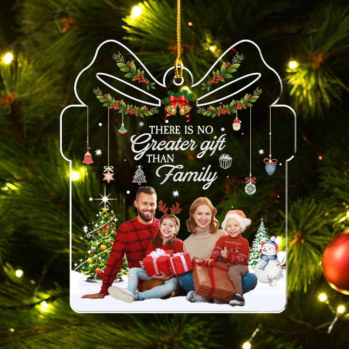 There Is No Greater Gift Than Family - Personalized Custom Acrylic Ornament - Image 3