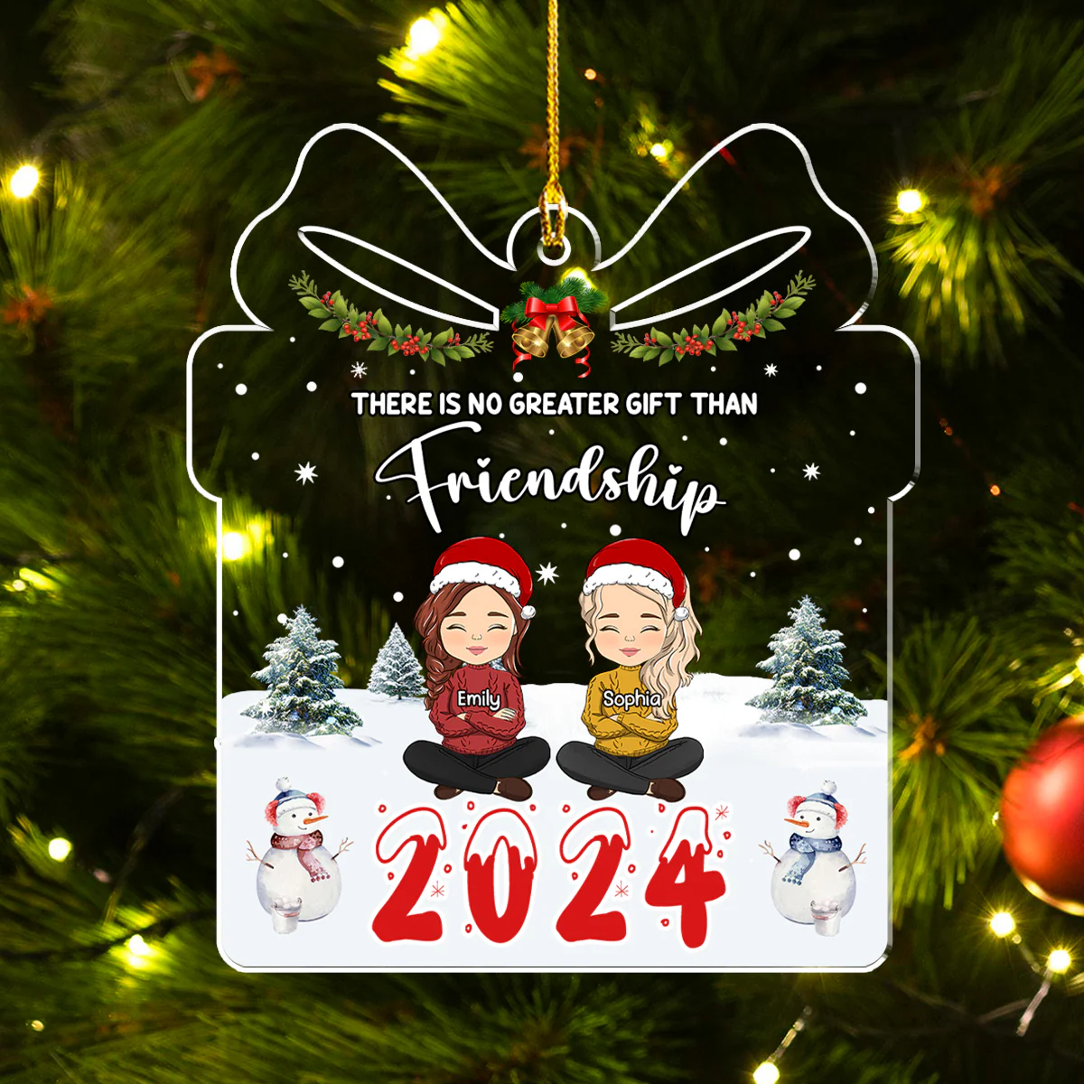 There Is No Greater Gift Than Friendship - Personalized Custom Acrylic Ornament - Image 4