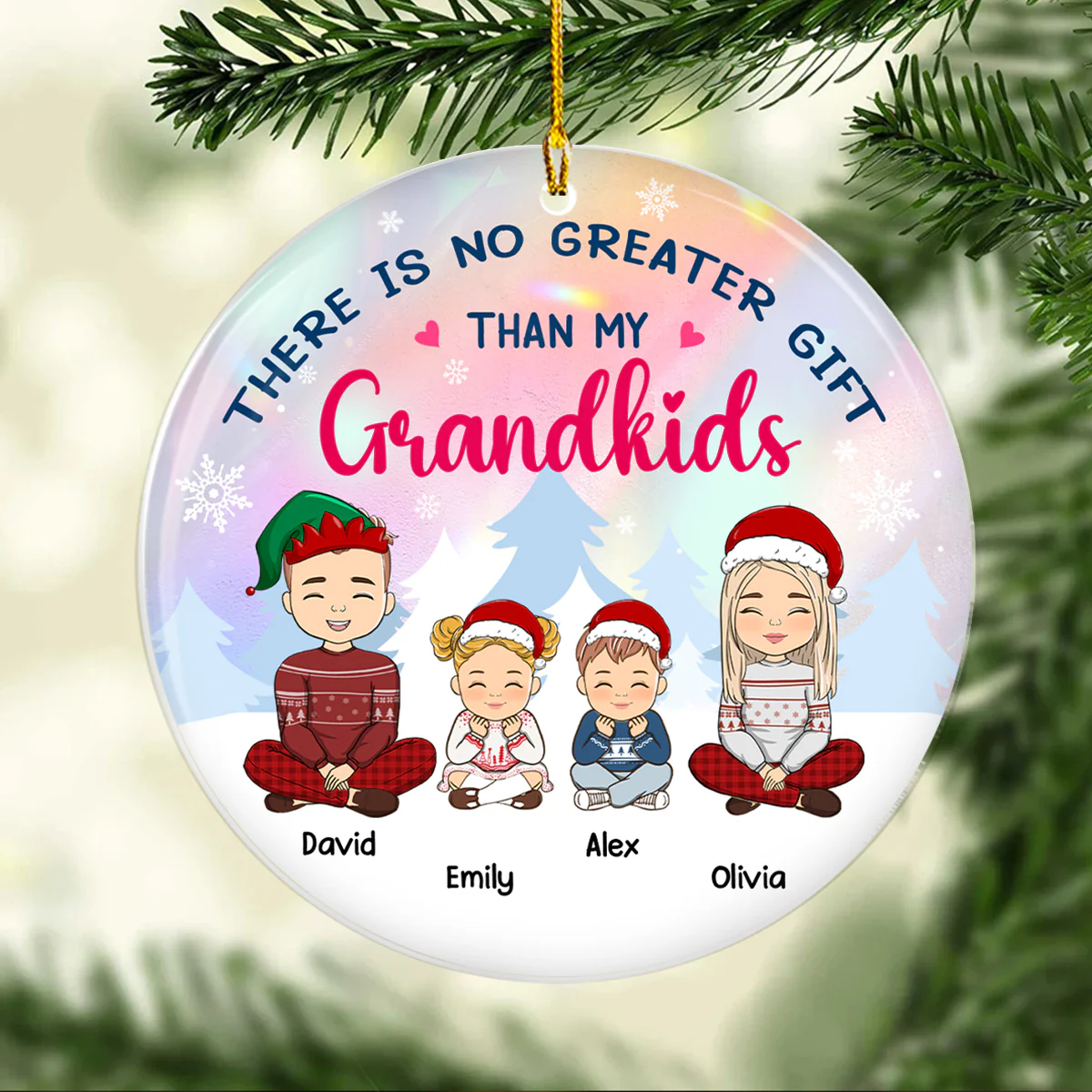 There Is No Greater Gift Than My Grandkid - Personalized Custom Acrylic Ornament - Image 3