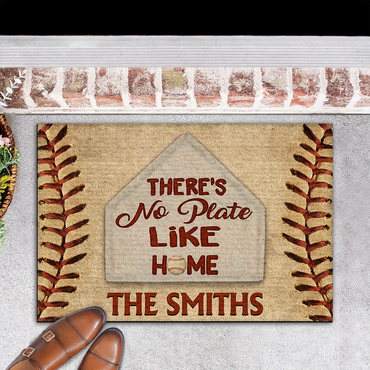 There Is No Plate Like Home Baseball -  Personalized Custom Doormat - Image 4
