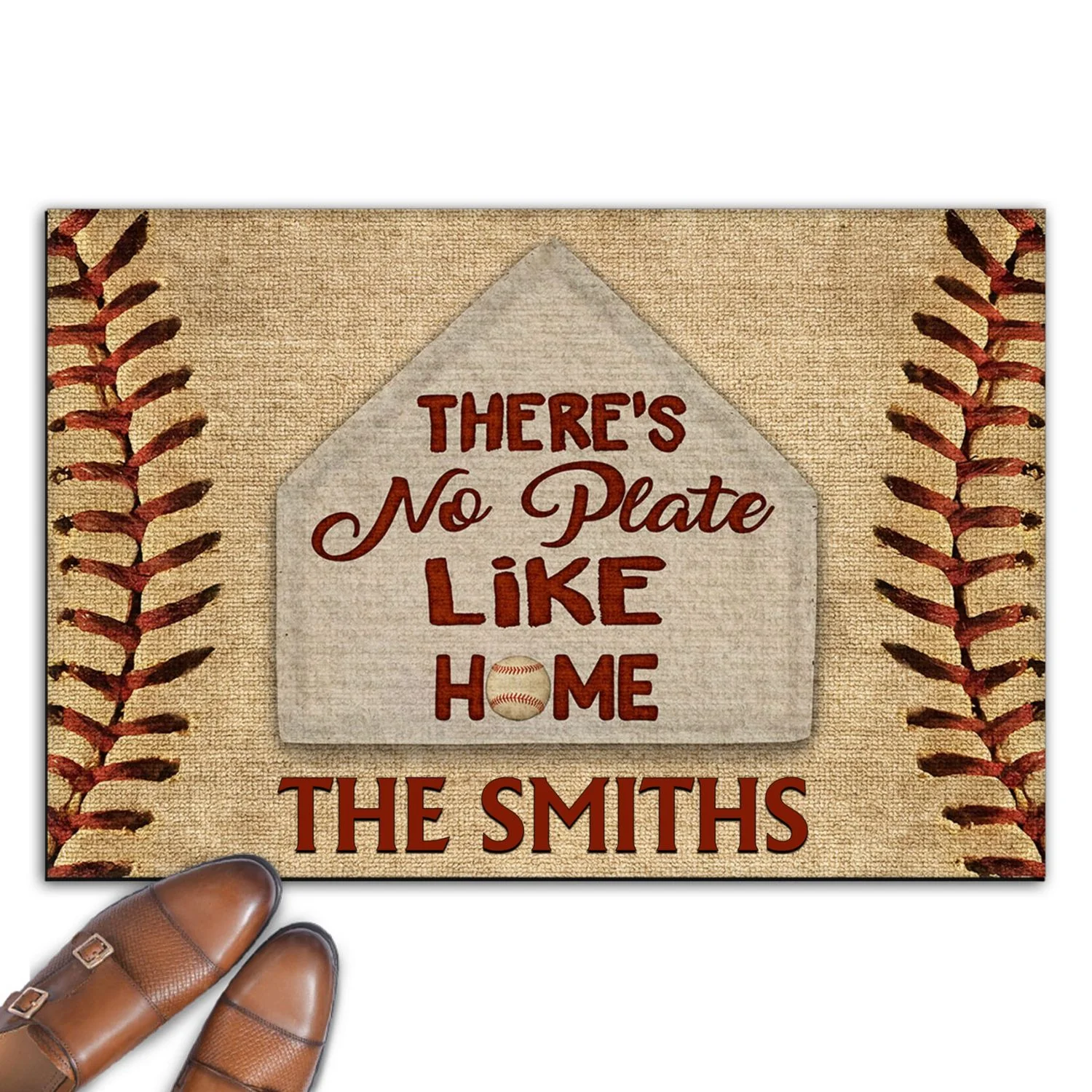 There Is No Plate Like Home Baseball -  Personalized Custom Doormat - Image 6