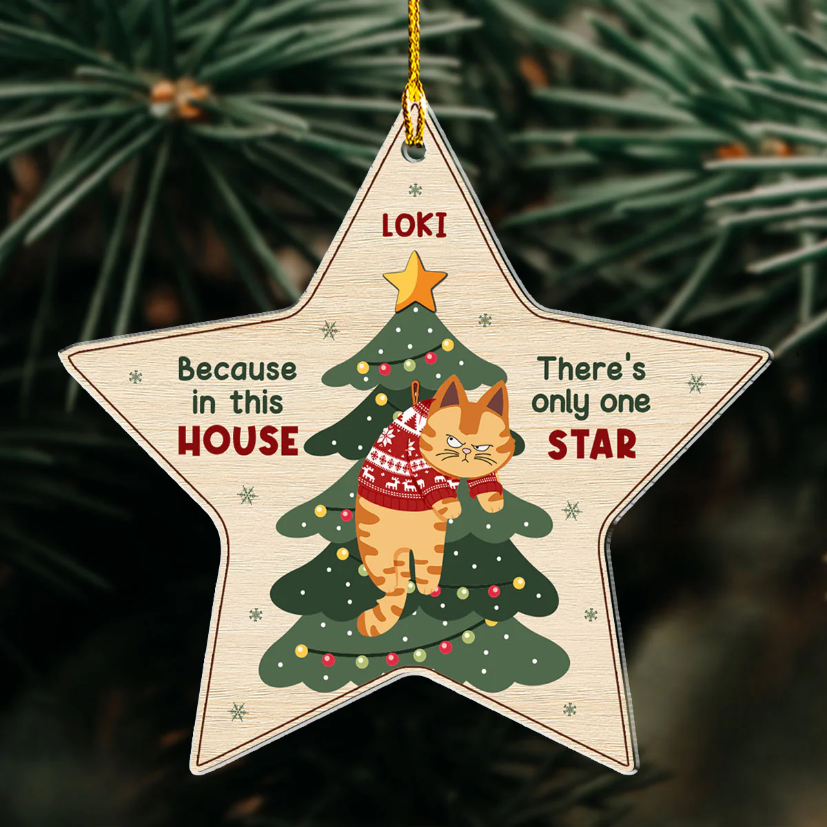 There's Only One Star In This House - Personalized Custom Acrylic Ornament - Image 2