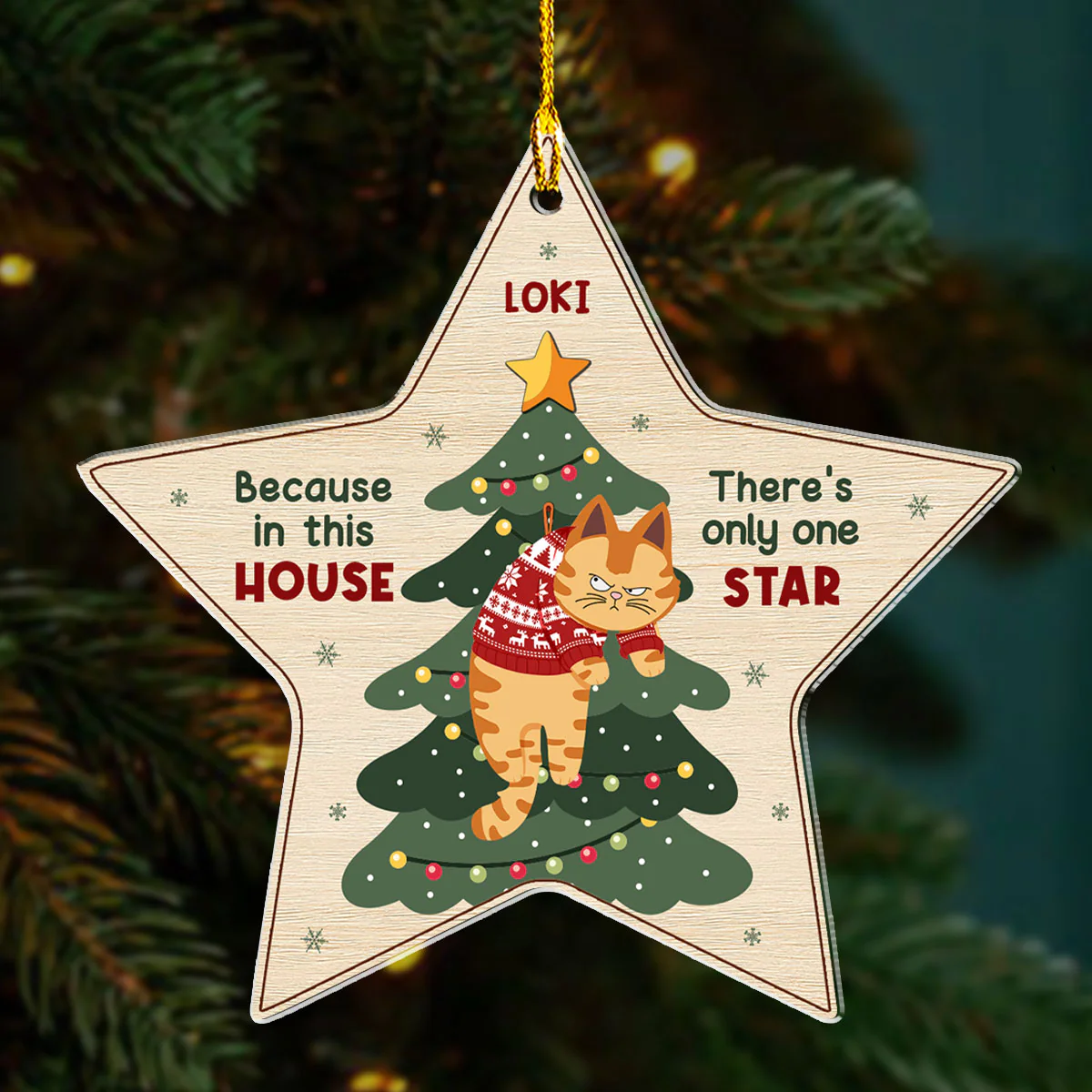 There's Only One Star In This House - Personalized Custom Acrylic Ornament - Image 3