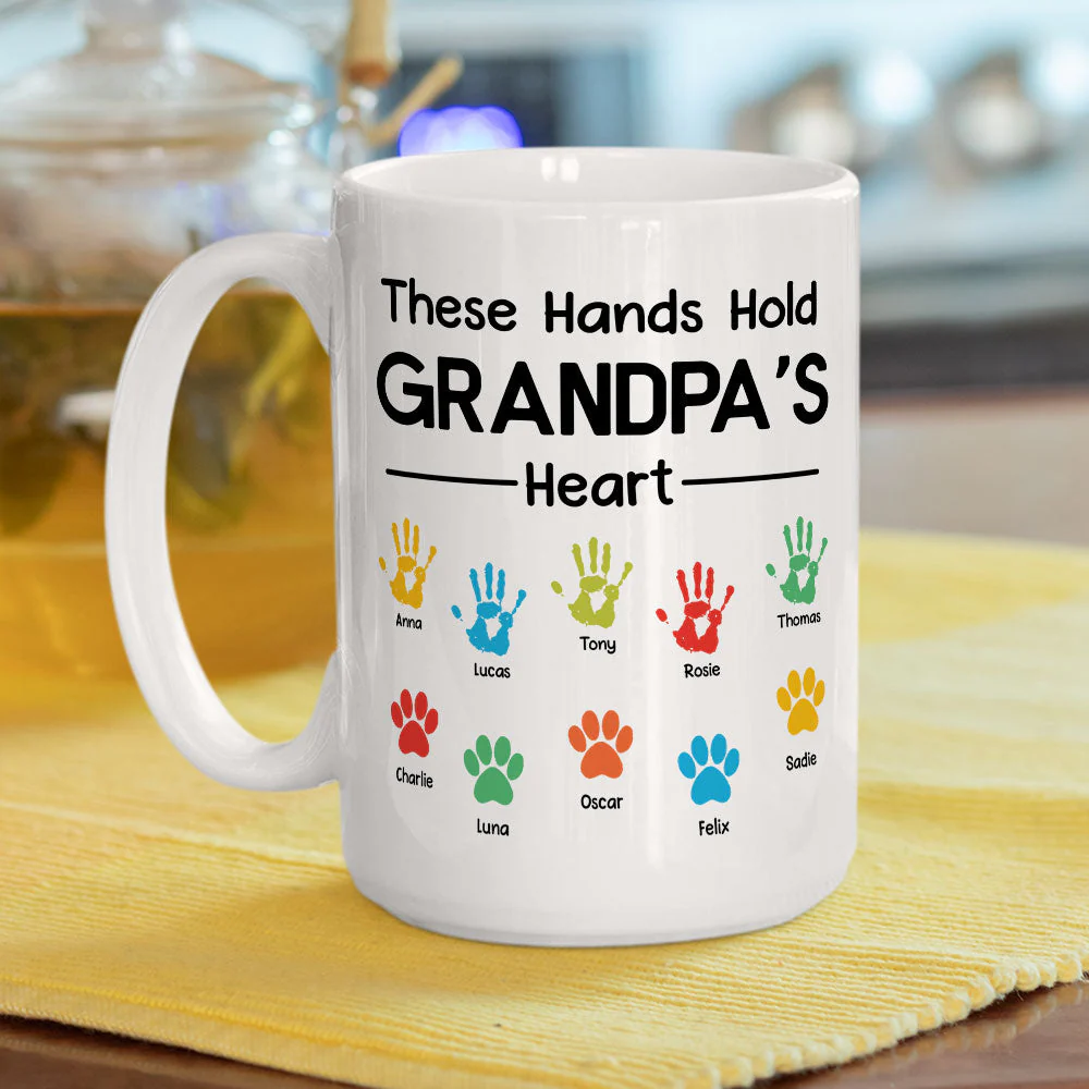These Hands Hold Daddy Heart - Personalized Custom Coffee Mug - Image 2