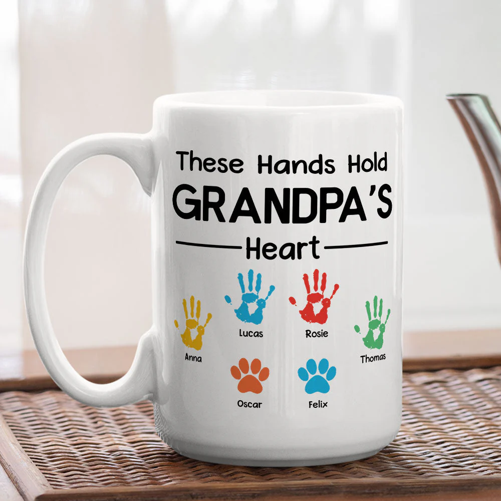 These Hands Hold Daddy Heart - Personalized Custom Coffee Mug - Image 5