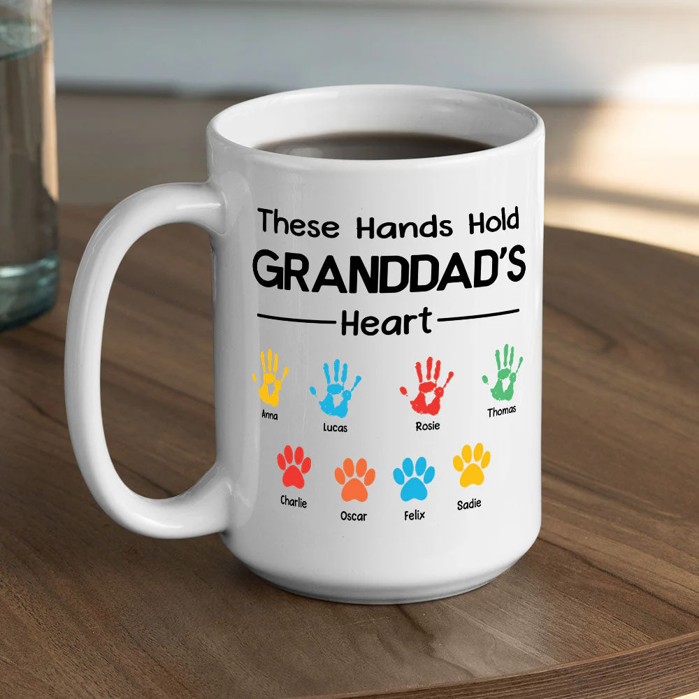 These Hands Hold Daddy Heart - Personalized Custom Coffee Mug - Image 6