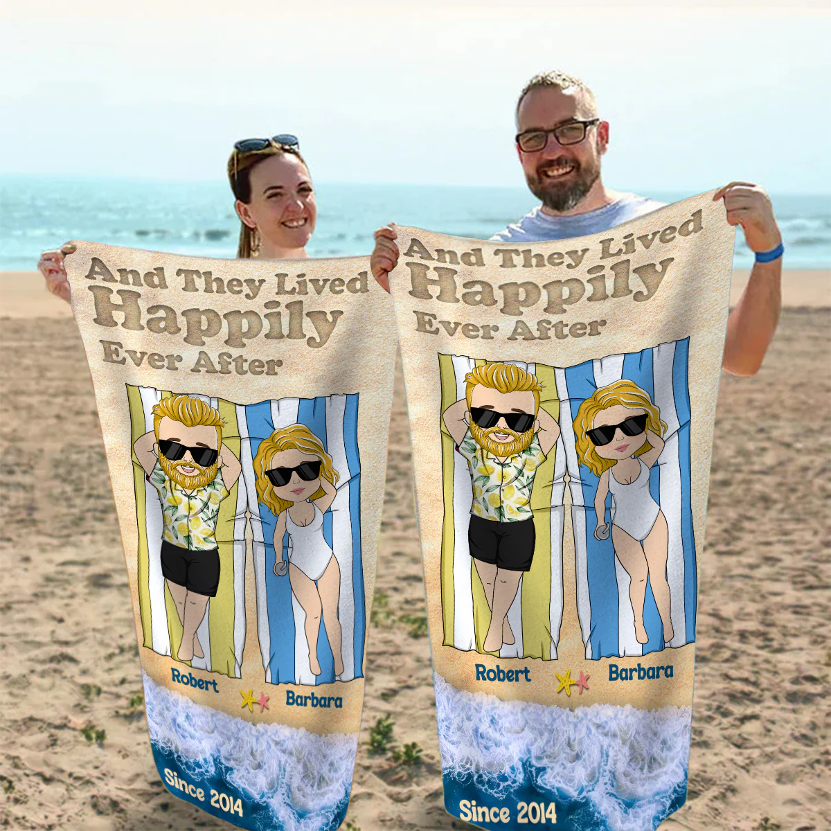 They Lived Happily Ever - Personalized Custom Beach Towel - Image 3