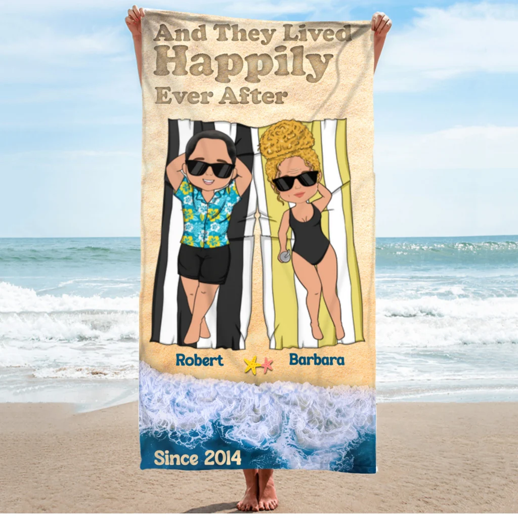 They Lived Happily Ever - Personalized Custom Beach Towel - Image 5