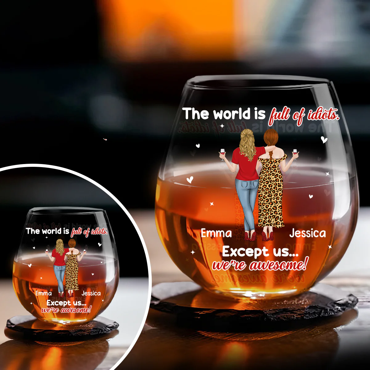 They Try But We Succeed - Personalized Custom Wine Glass - Image 2